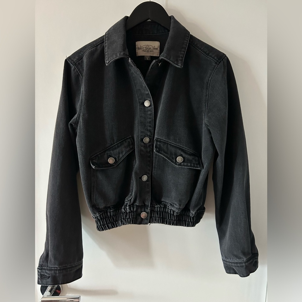 Black Jean Jacket Bomber Style